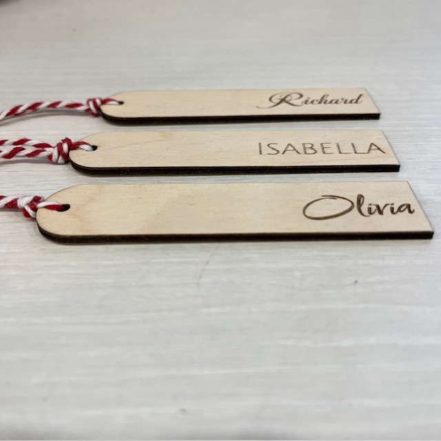Minimalist Wood personalized Stocking Tag