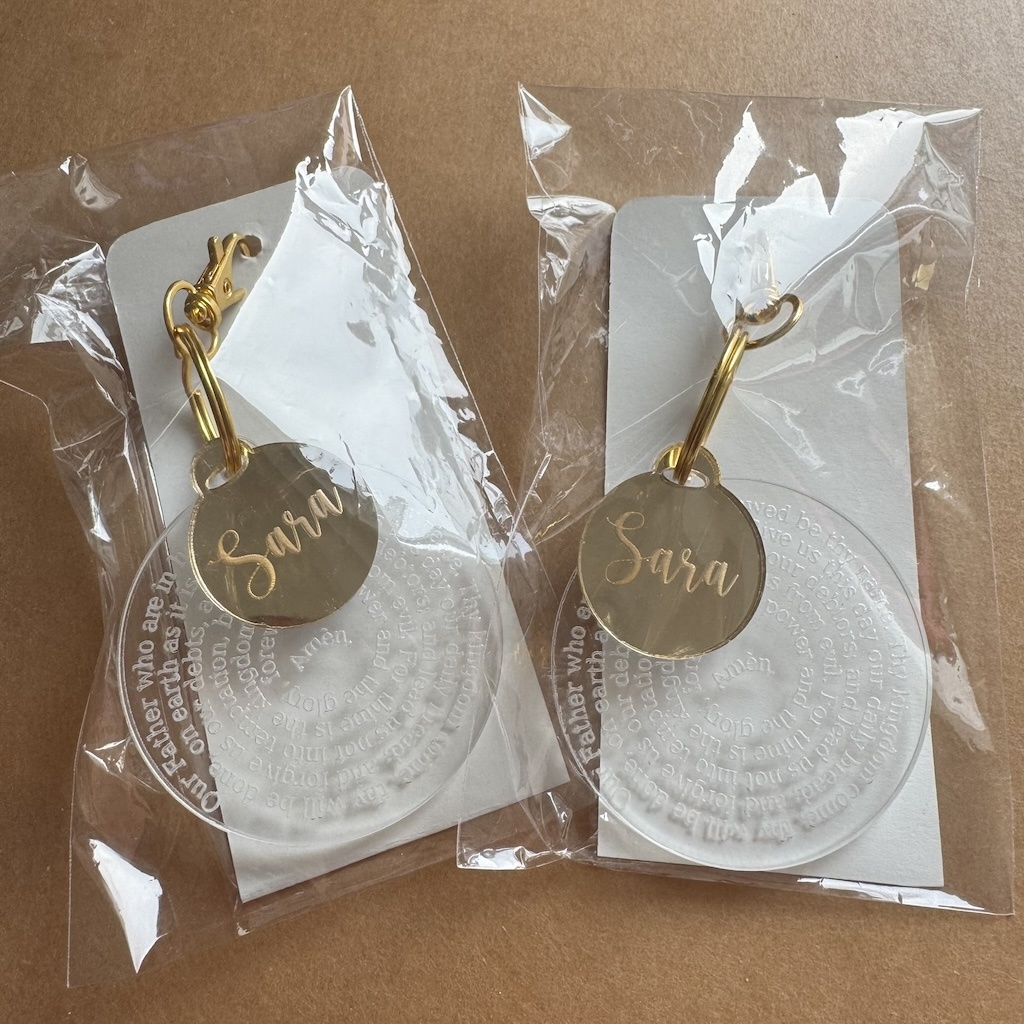 Acrylic and personalized "Our Father" Key Chain