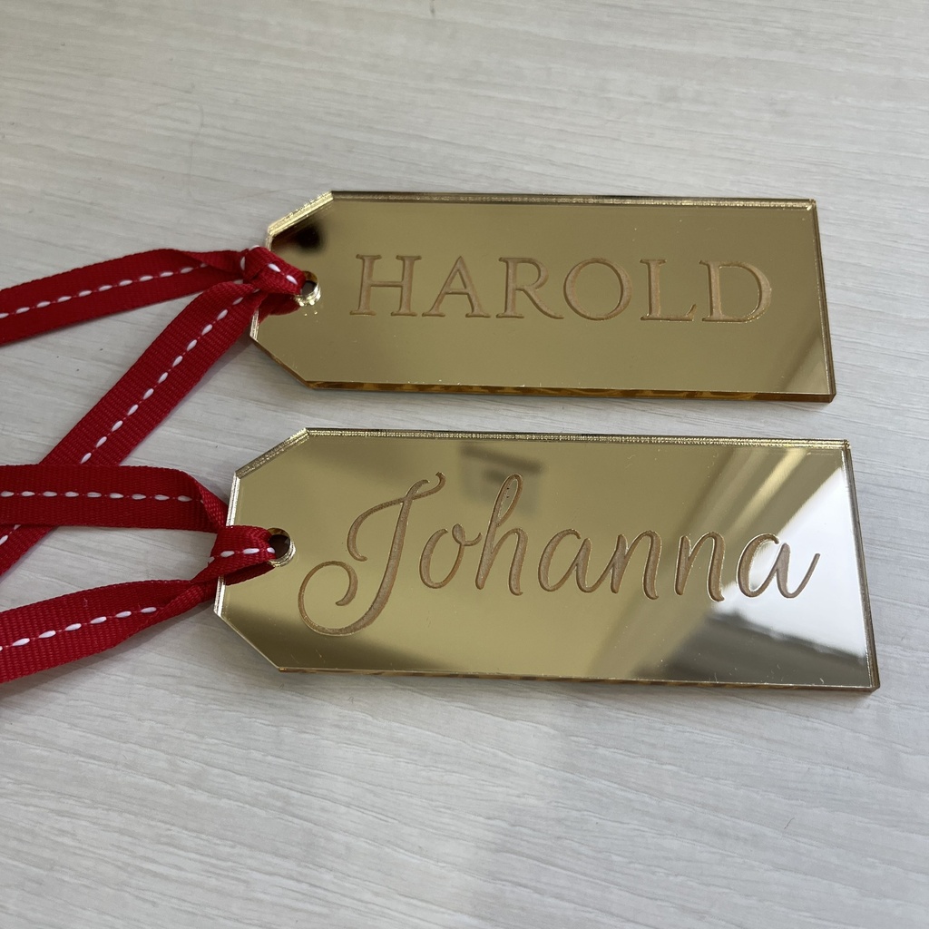 Personalized Stocking tag -Mirror Acrylic