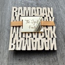 Set of 4. Unique Ramadan Design Wood Coaster with Personalized Tag for gift