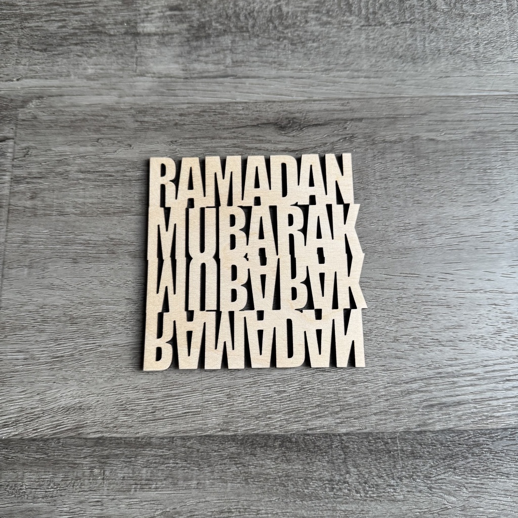 Set of 4. Unique Ramadan Design Wood Coaster with Personalized Tag for gift