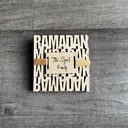 Set of 4. Unique Ramadan Design Wood Coaster with Personalized Tag for gift