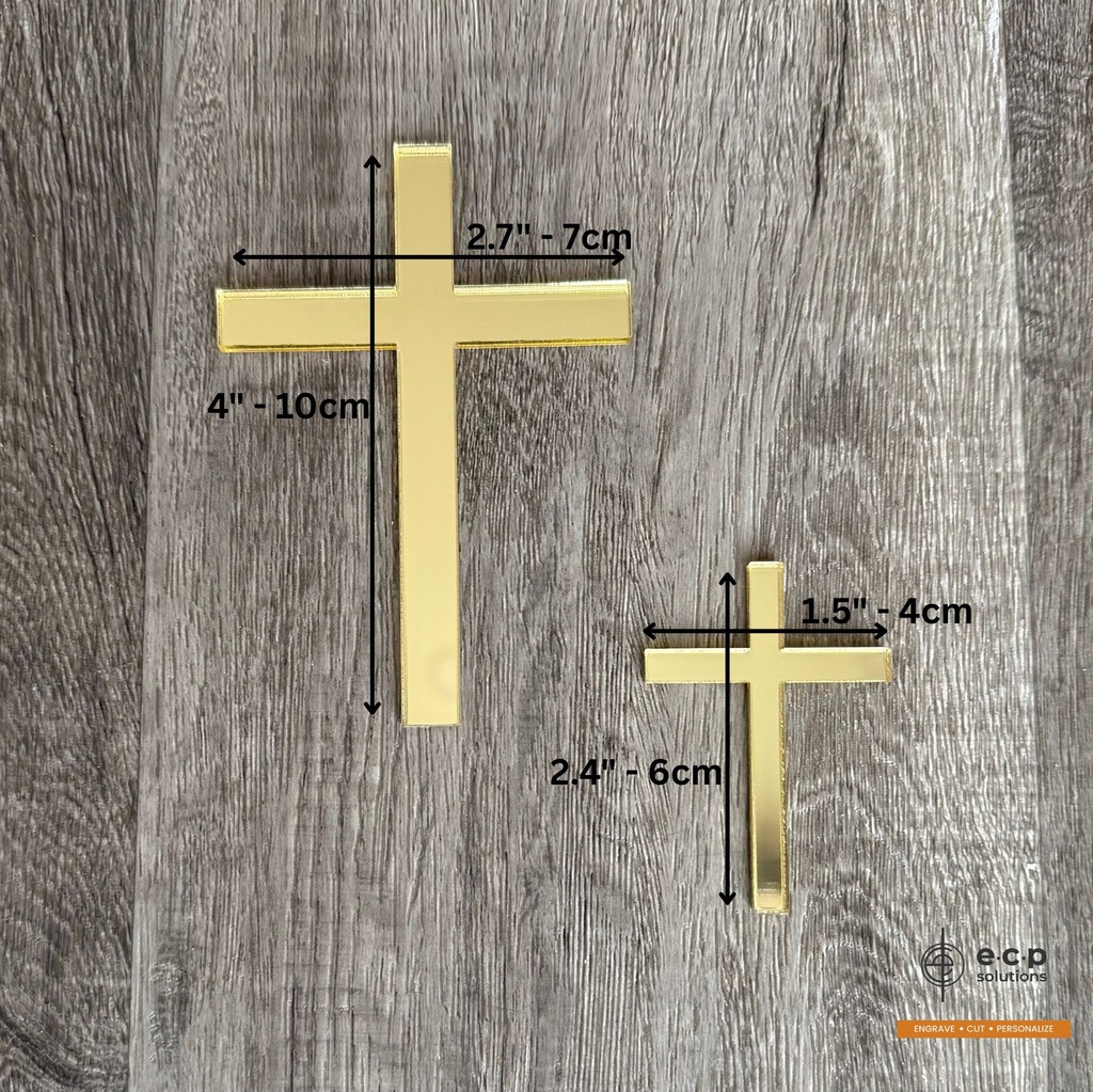 10 Pcs-Mirror Acrylic Cross Cake Topper for Every Special Occasion