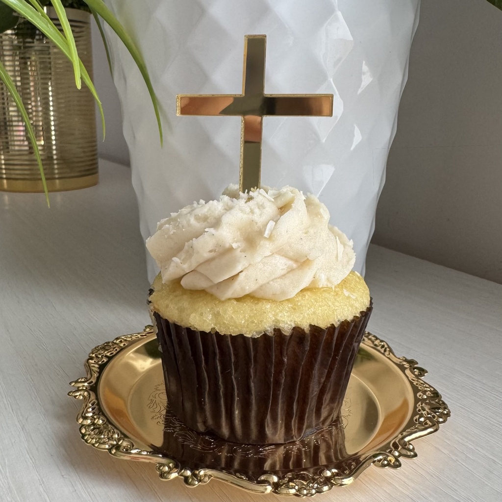 10 Pcs-Mirror Acrylic Cross Cake Topper for Every Special Occasion