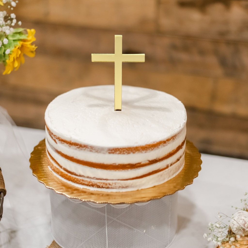 10 Pcs-Mirror Acrylic Cross Cake Topper for Every Special Occasion