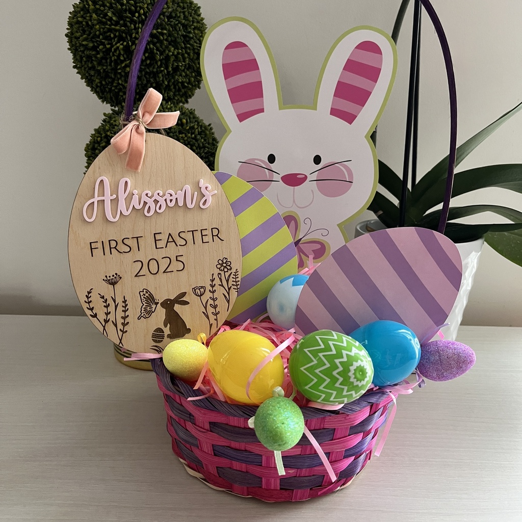 Personalized My First Easter Milestone | Baby's First Easter Keepsake | Custom wood disk | Newborn Photo Prop | Baby Shower Gift |