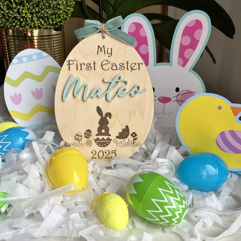 Personalized My First Easter Milestone | Baby's First Easter Keepsake | Custom wood disk | Newborn Photo Prop | Baby Shower Gift |