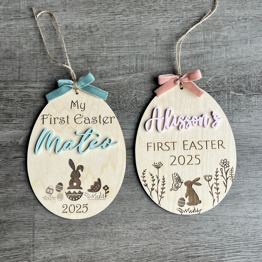 Personalized My First Easter Milestone | Baby's First Easter Keepsake | Custom wood disk | Newborn Photo Prop | Baby Shower Gift |