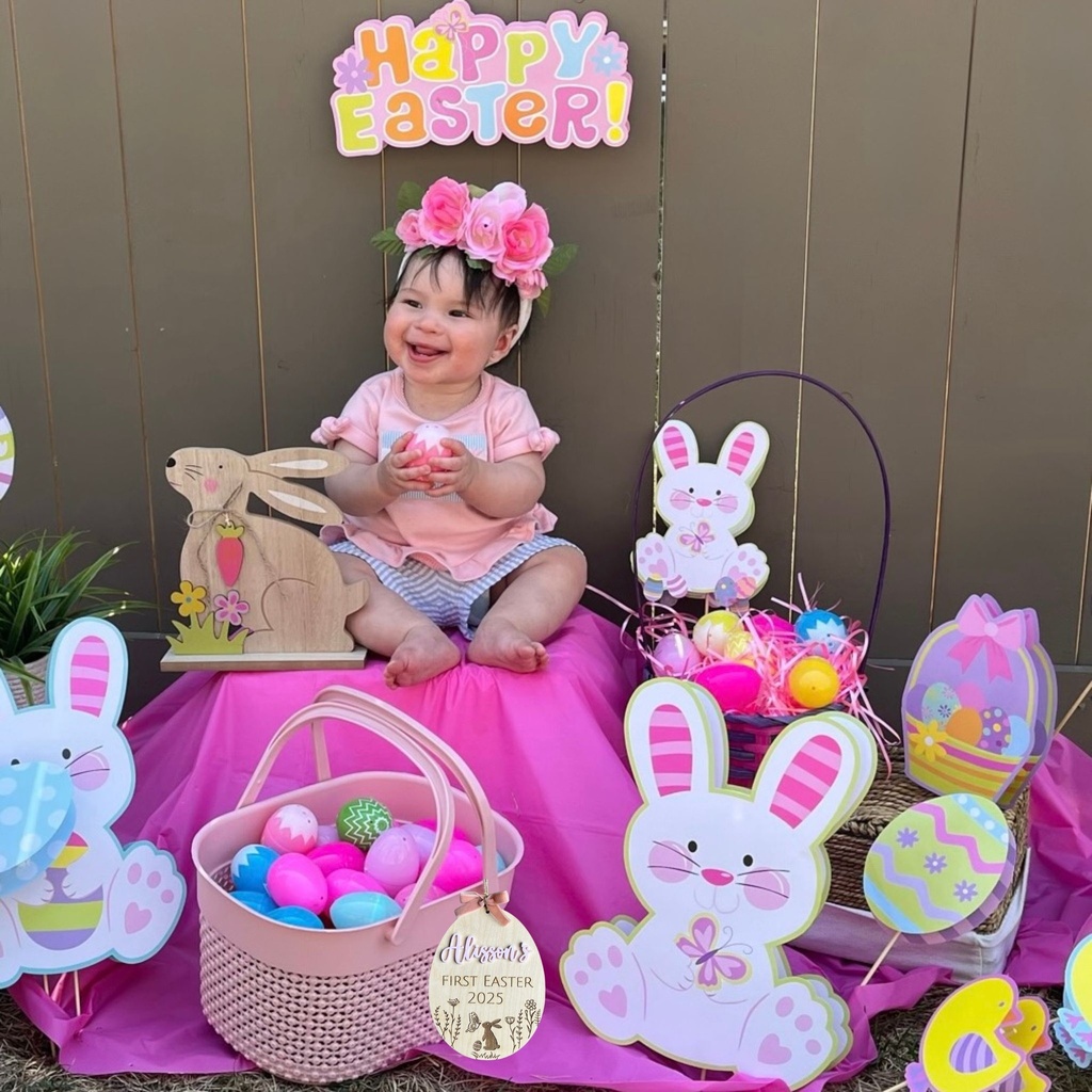Personalized My First Easter Milestone | Baby's First Easter Keepsake | Custom wood disk | Newborn Photo Prop | Baby Shower Gift |