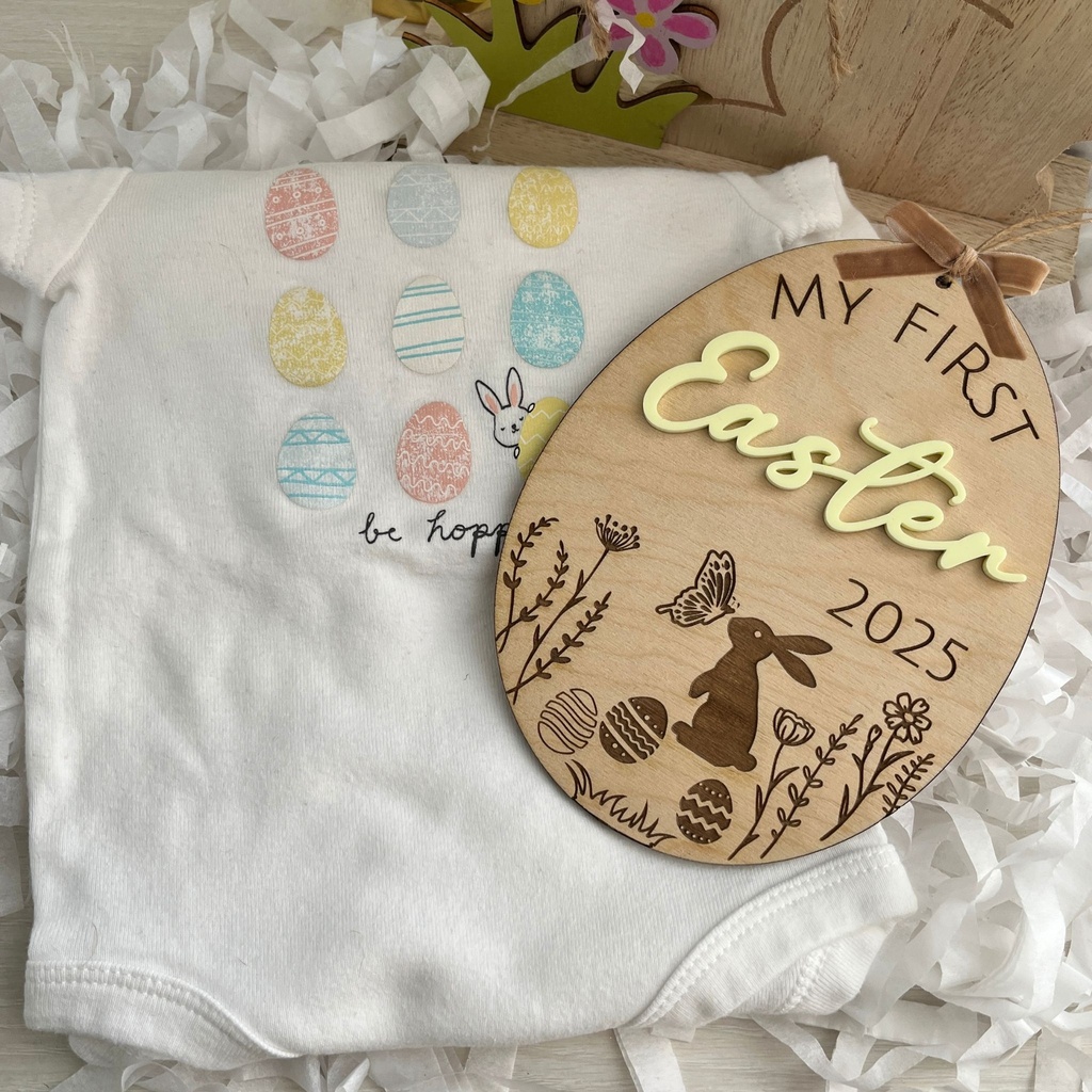 Personalized My First Easter Milestone | Baby's First Easter Keepsake | Custom wood disk | Newborn Photo Prop | Baby Shower Gift |