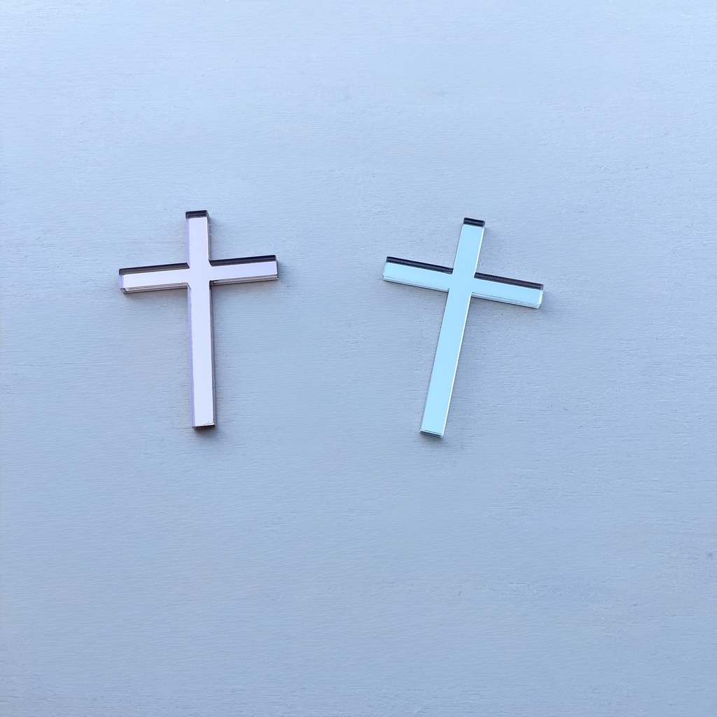 Pack of 10-Mirror Acrylic Cross Cake Topper for Every Special Occasion