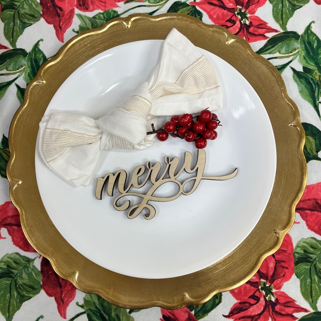 Set of 4 Wood christmas words for dinning setting