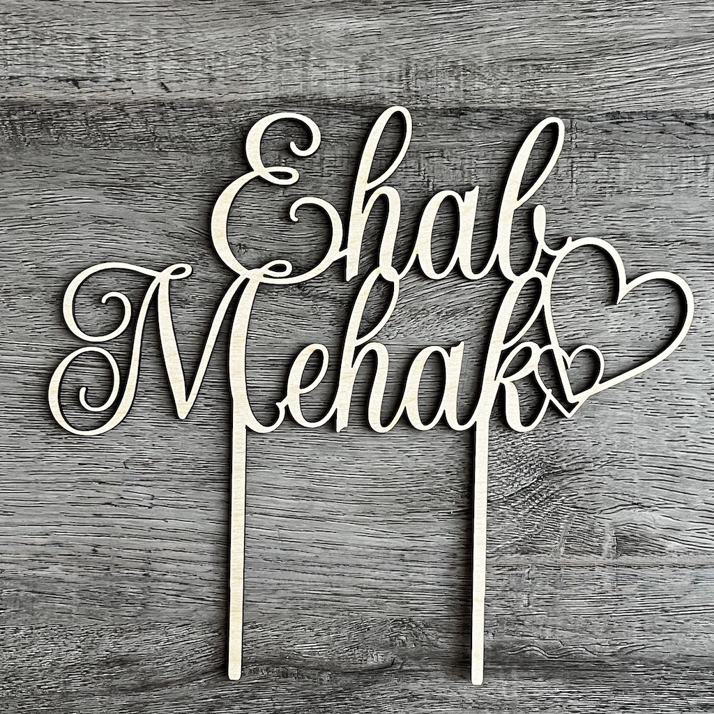Custom Wood and Engraved Cake Topper