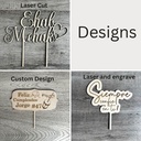 Custom Wood Laser engrave and Cut Cake Topper