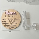 Wood and Acrylic Personalized newborn announcement Sign | Baby info engraved | Wooden Birth Sign