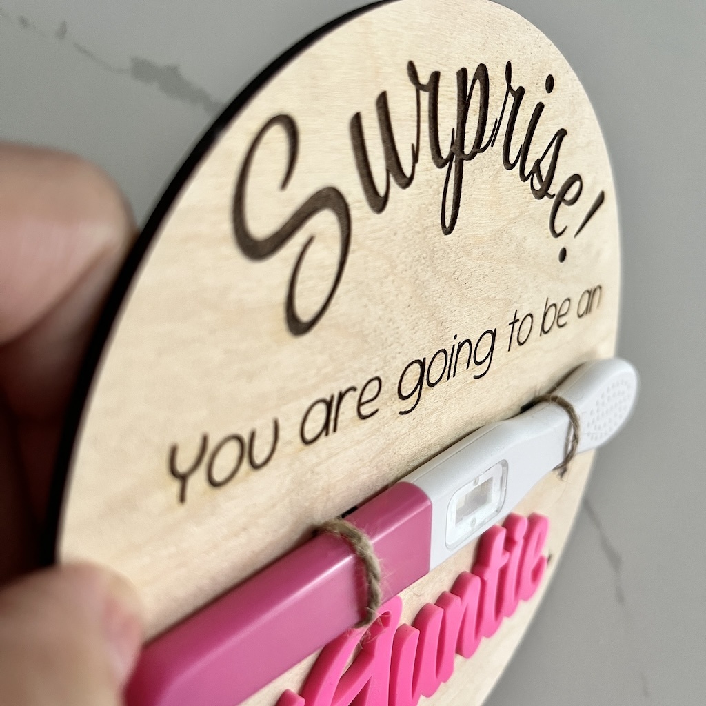 Wooden pregnancy sign annoucement