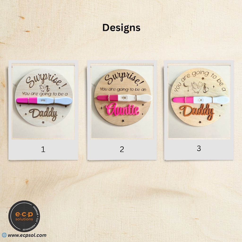 Pregnancy Announcement Dics, Wood and Acrylic Personalization |