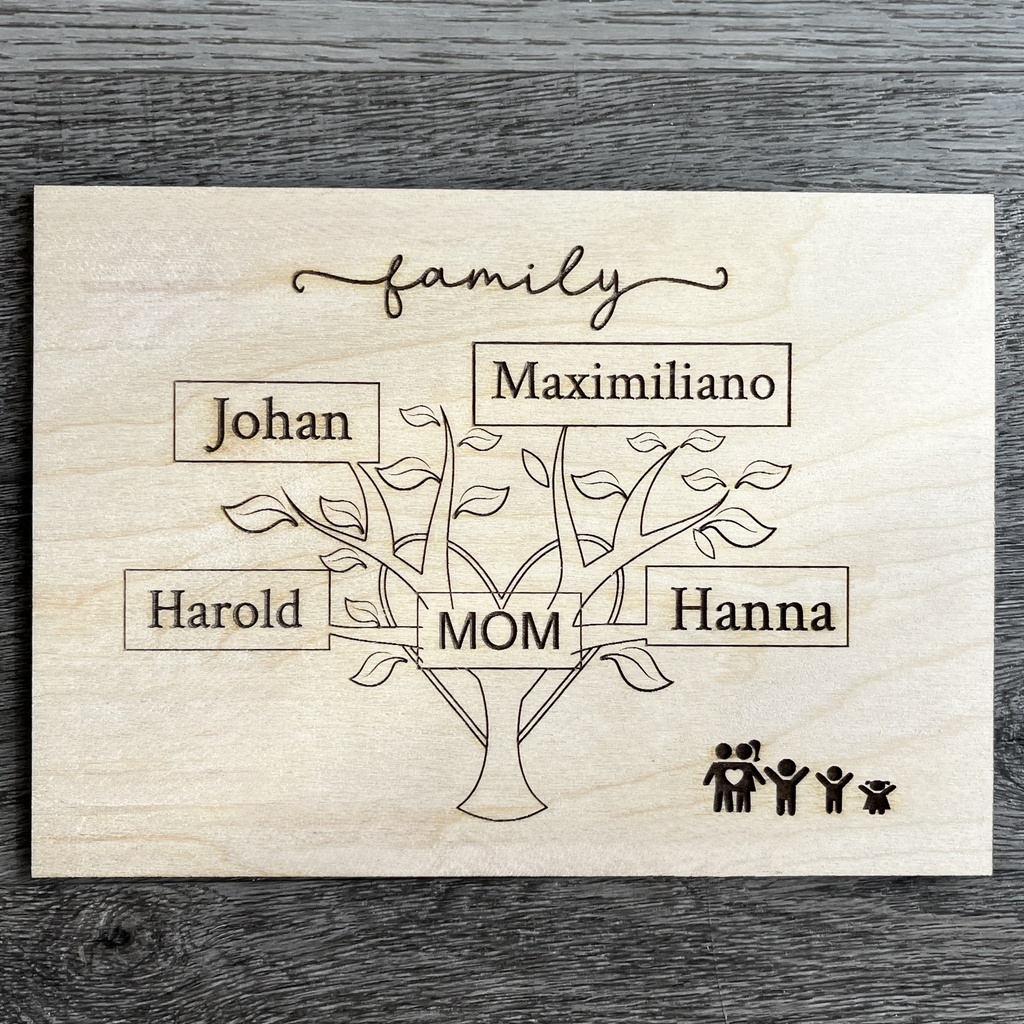 Custom mothers day gift-Wood and Engraved Family Tree Sign.
