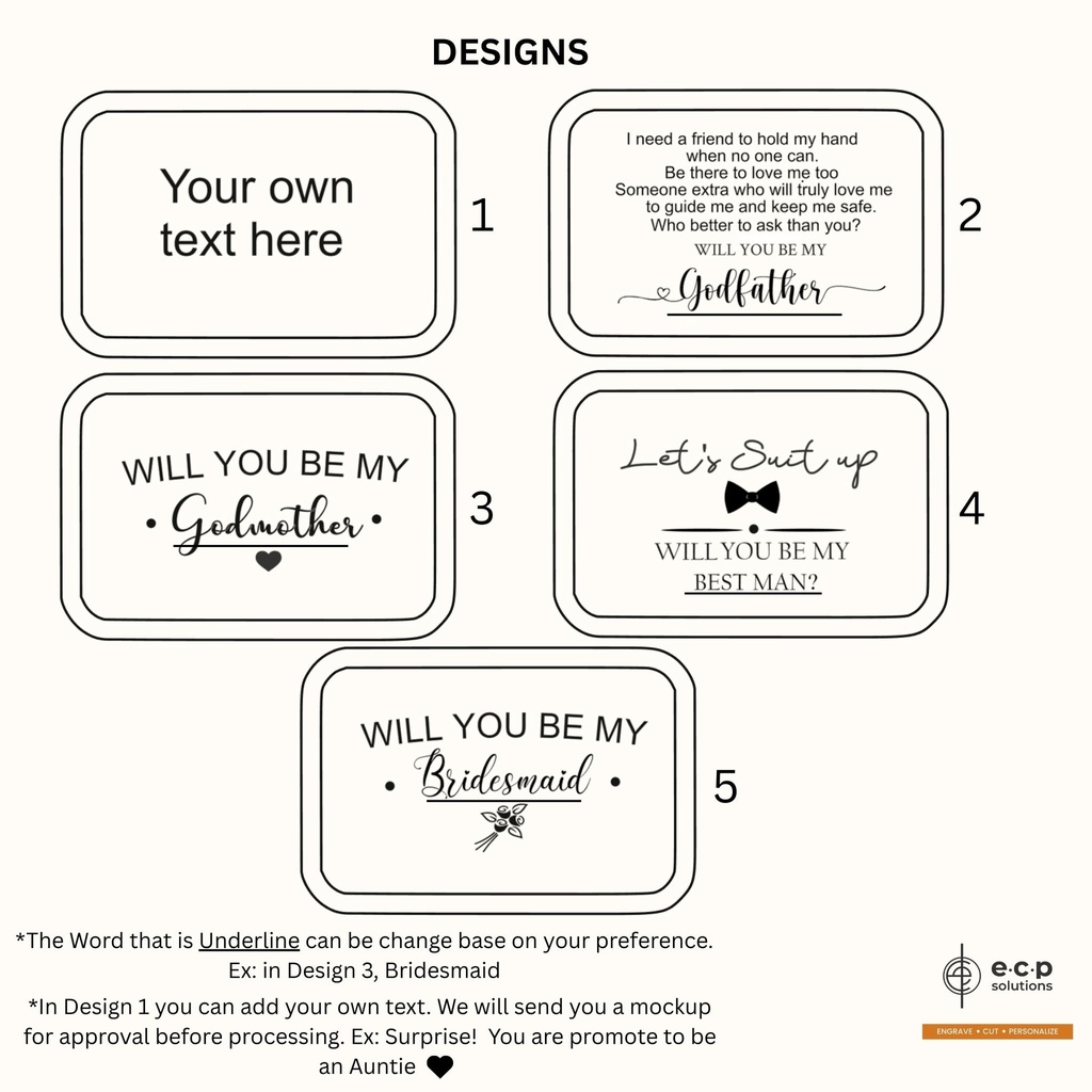 Wood and Engrave Godparents Proposal