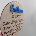 Wood and Acrylic Personalized newborn announcement Sign | Baby info engraved | Wooden Birth Sign