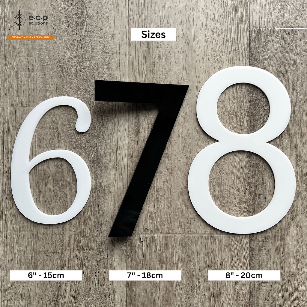 3mm Black or White Adhesive custom acrylic number | Laser cut Acrylic