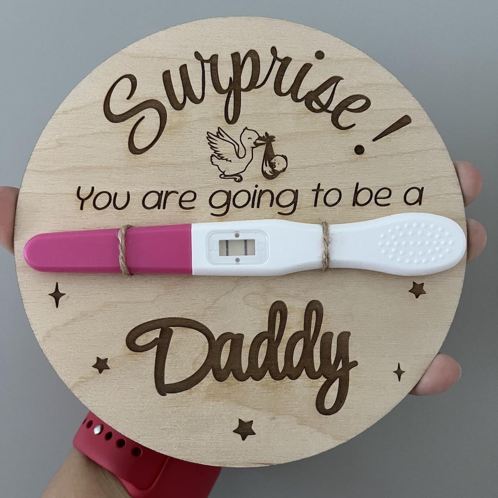 Pregnancy Announcement Dics, Wood-Engrave Personalization |