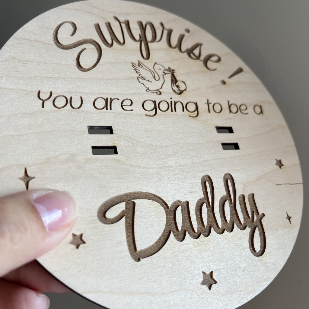 Pregnancy Announcement Dics, Wood-Engrave Personalization |