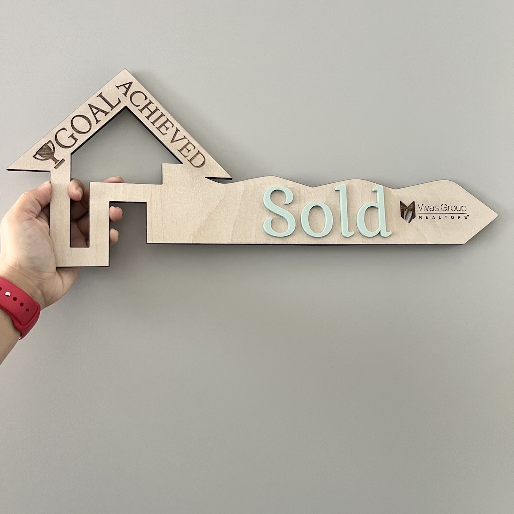 Custom Realtor Sold Key Sign | Sold Sign with Logo | Real Estate Closing Gift