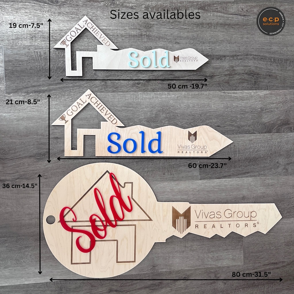 Custom Realtor Sold Key Sign | Sold Sign with Logo | Real Estate Closing Gift