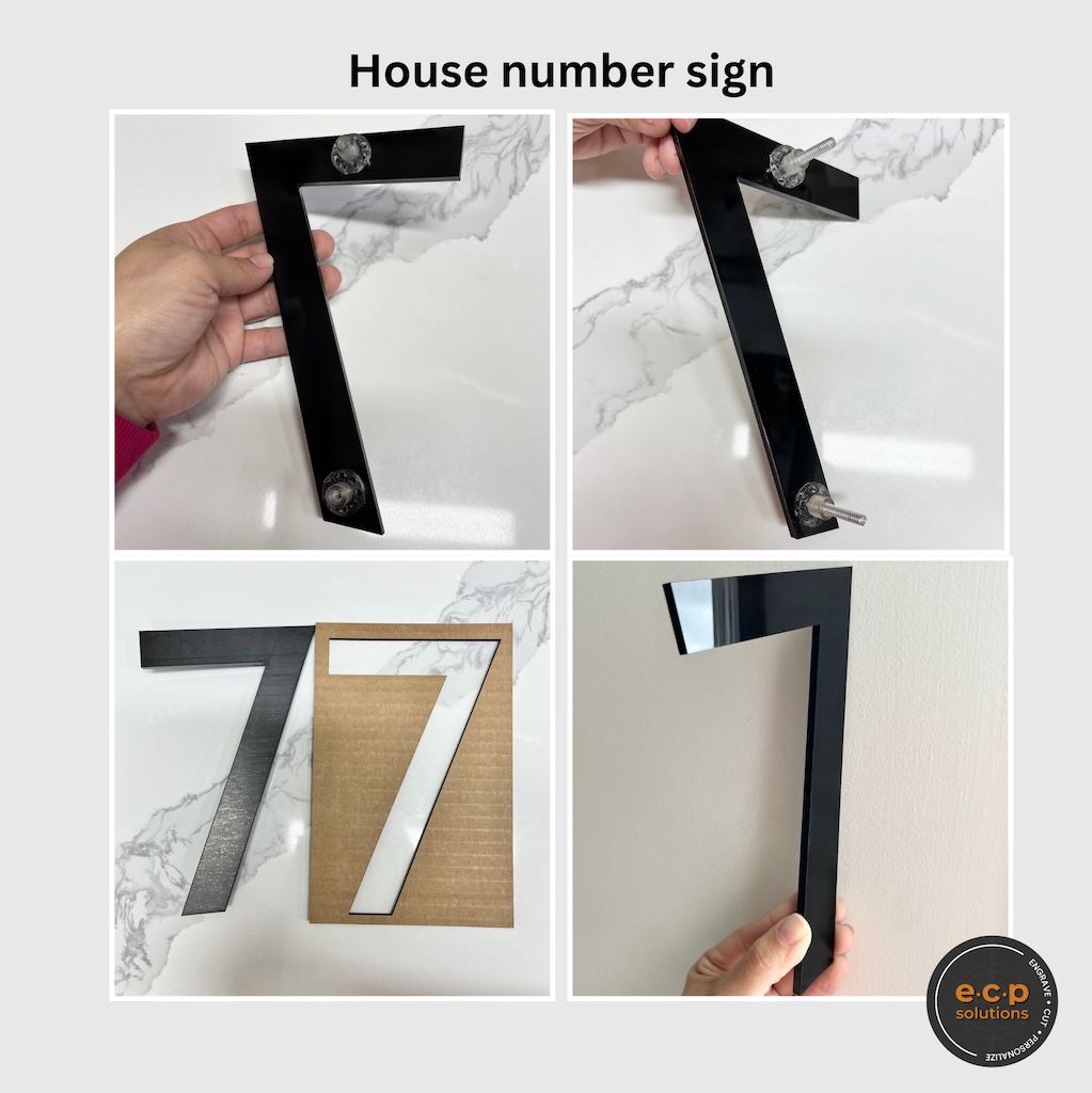 Acrylic House Number Sign | Floating Address Sign | Black or White Acrylic