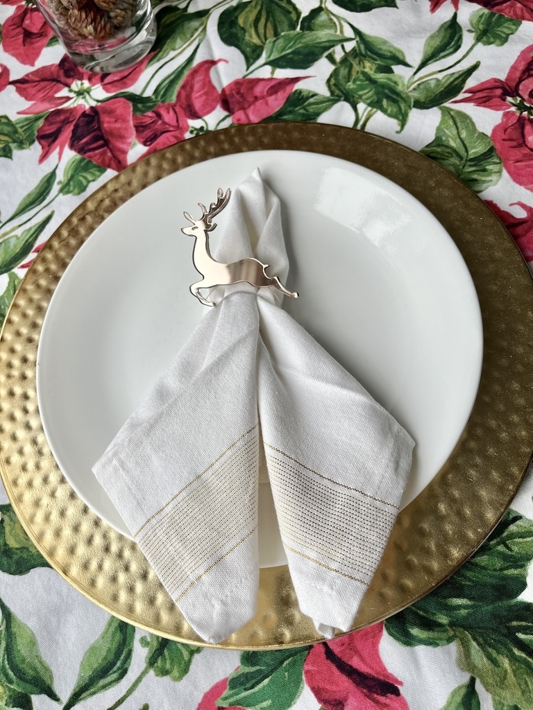 Christmas Napkin Ring, Reversible Deer Mirror Rose Gold and Gold, Set of 4 Pieces, 4.5 mm Thickness, Acrylic Mirror Gold/Rose Gold Accent 3 mm Thickness, DIY Decorations, Home Decor