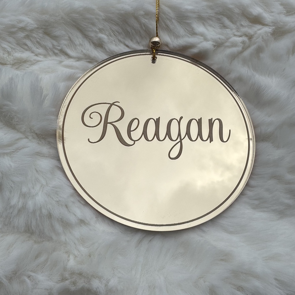 Personalized Christmas Ornament - Handcrafted, laser and engraving in Acrylic Mirror