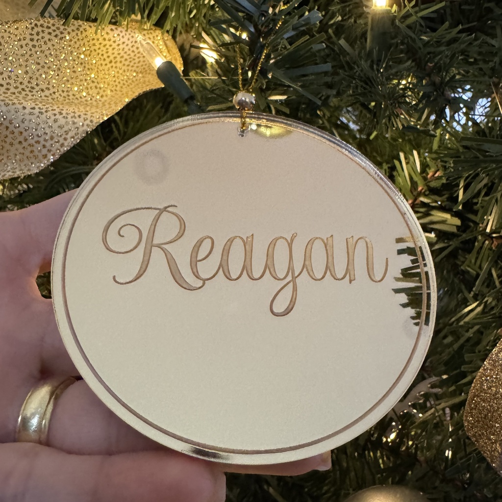 Personalized Christmas Ornament - Handcrafted, laser and engraving in Acrylic Mirror