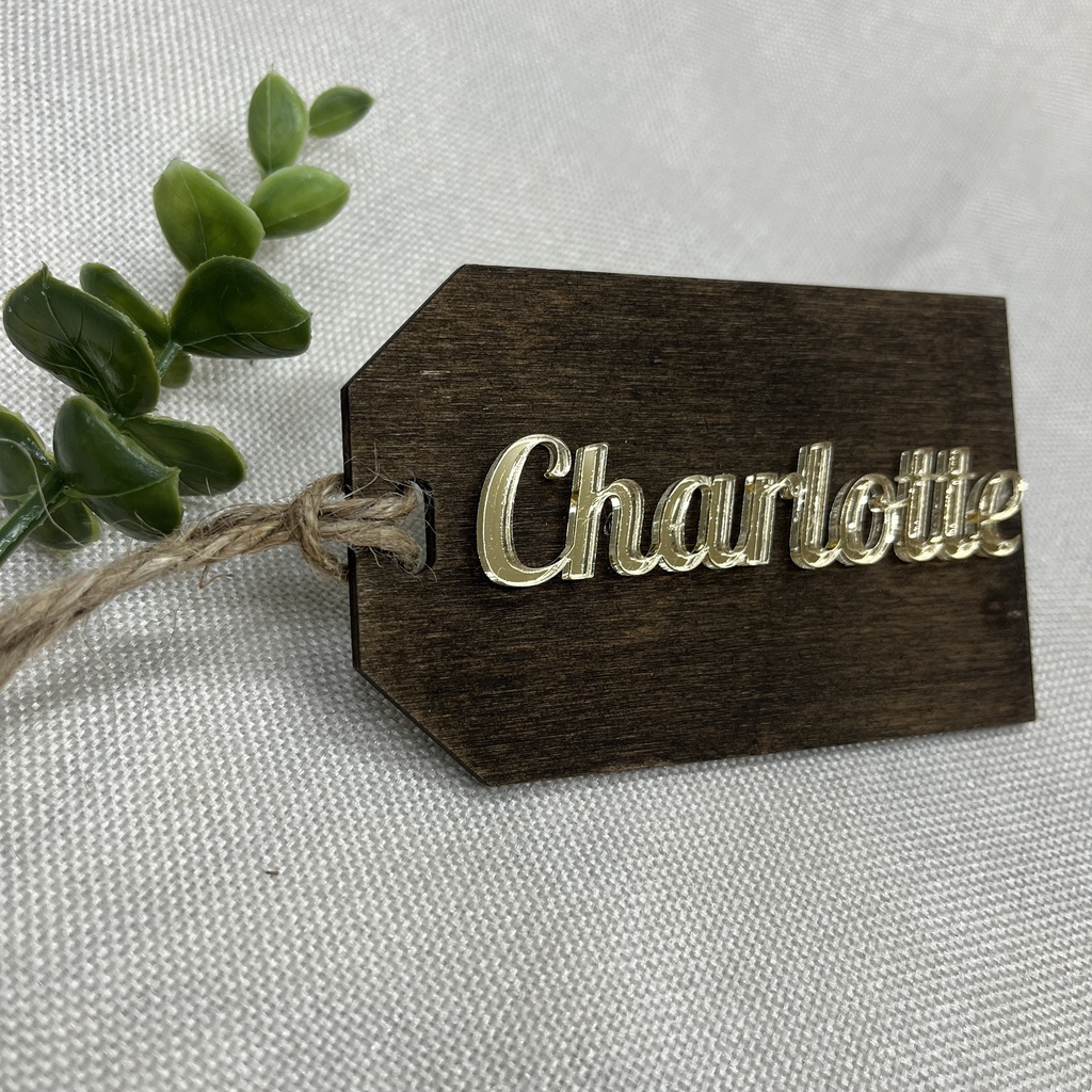 3D Personalized Wood Tag with Acrylic Name