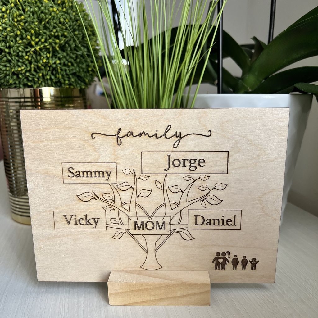 Custom mothers day gift-Wood and Engraved Family Tree Sign.