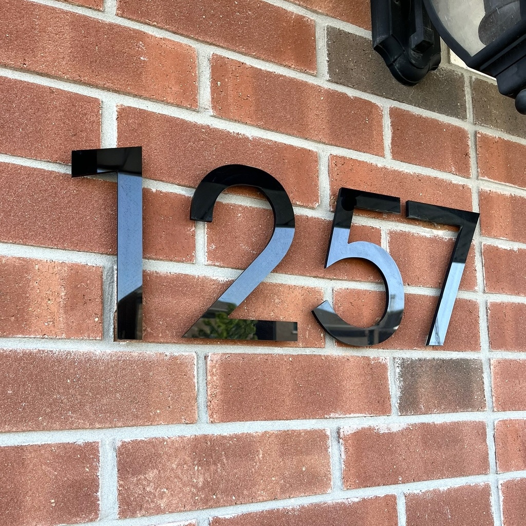 Acrylic House Number Sign | Floating Address Sign | Black or White Acrylic