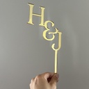 Double-Sided Mirror Acrylic Cake Topper | Monogram Letter | Custom Initials topper | Elegant Party Decoration | Custom Cake Topper