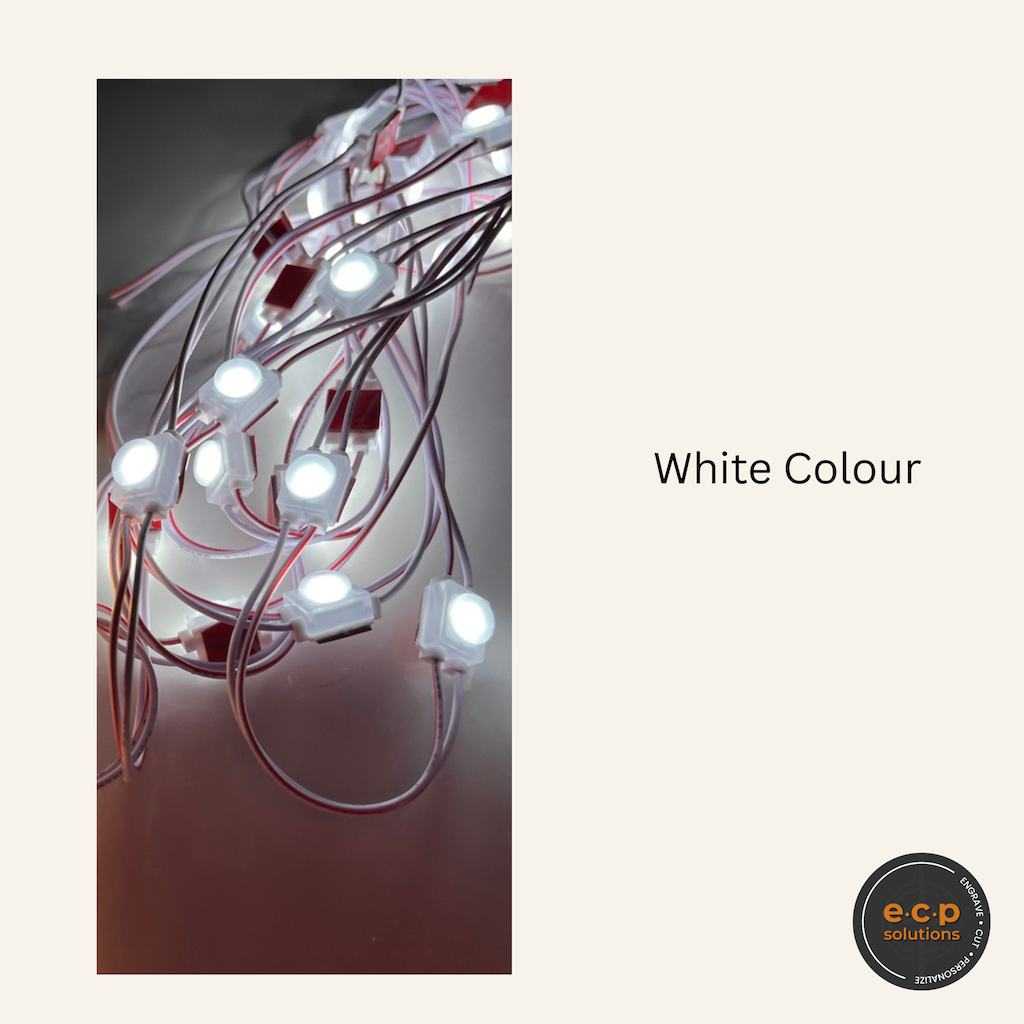 Mini 1-LED Module, DC 12V 0.35W Waterproof, 3000K Yellow or 6500K White Color, Decorative Light for Letter Advertising Signs with Tape Adhesive Backside (50 pcs / 1 String).