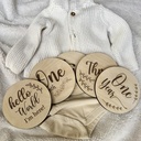 Wooden Personalized Baby Milestones + Hello World. Set of 14 Pieces