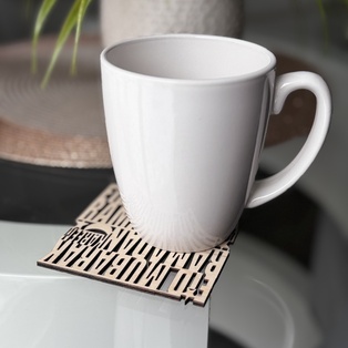 Set of 4. Unique Ramadan Design Wood Coaster with Personalized Tag for gift