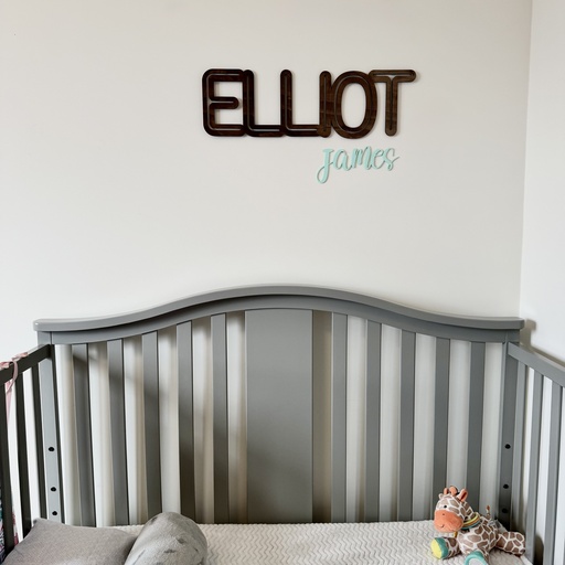 Custom Wood and Acrylic Wall Name. Two Layers