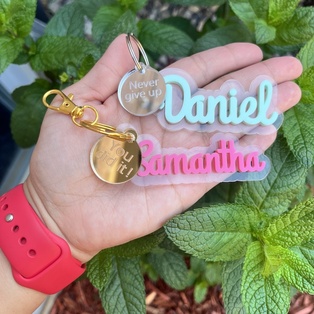 Custom 3D Acrylic Name Keychain | Backpack Name Tag | Travel Accesories Keychain