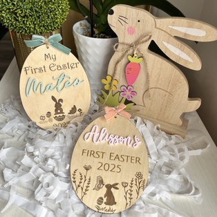 Personalized My First Easter Milestone | Baby's First Easter Keepsake | Custom wood disk | Newborn Photo Prop | Baby Shower Gift |