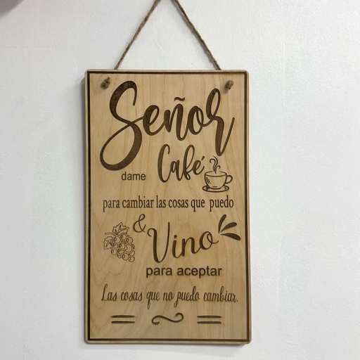 Spanish – Coffee and Wine Lovers Sign | Funny Quotes sign | Mom Funny Quotes | Home Decor | Wood Engraved Sign
