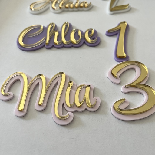 Custom Name & Age Acrylic Cake Charm – Double Layer Laser Cut Cake Fropper – Personalized