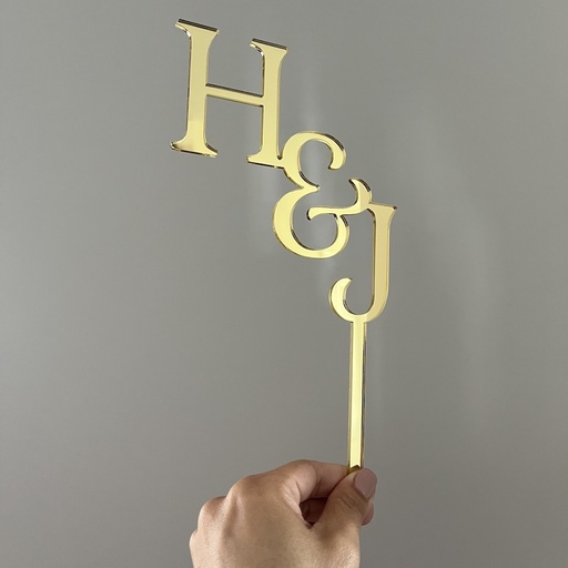 Double-Sided Mirror Acrylic Cake Topper | Monogram Letter | Custom Initials topper | Elegant Party Decoration | Custom Cake Topper