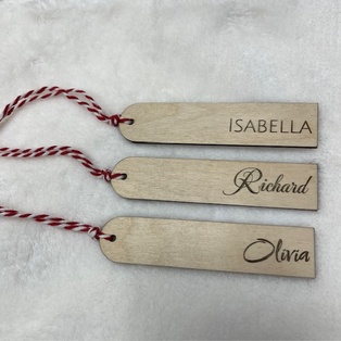 Minimalist Wood personalized Stocking Tag