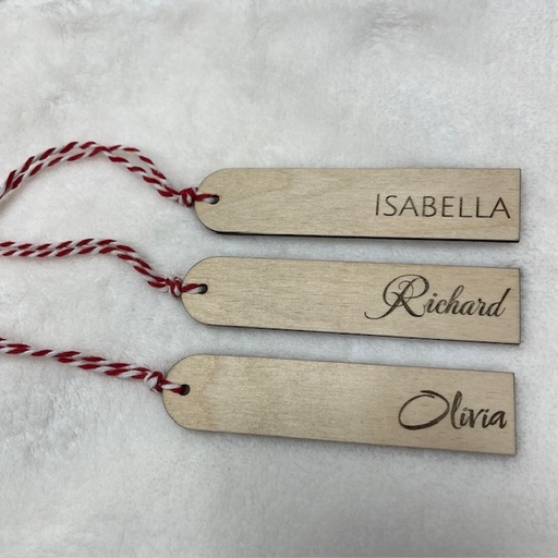 Minimalist Wood personalized Stocking Tag