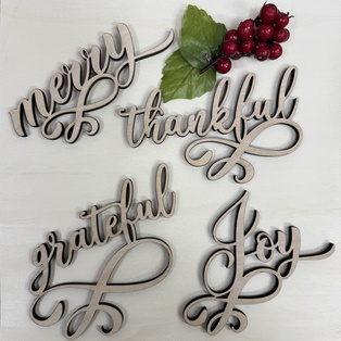 Set of 4 Wood christmas words for dinning setting