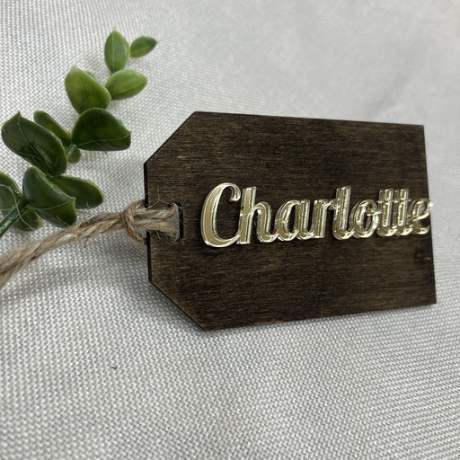 3D Personalized Wood Tag with Acrylic Name